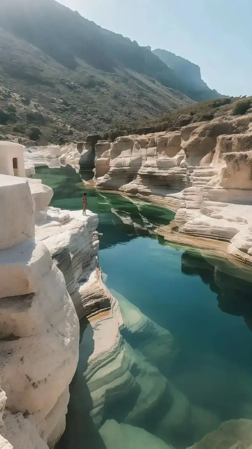 卡利桑峡谷白岩与绿水